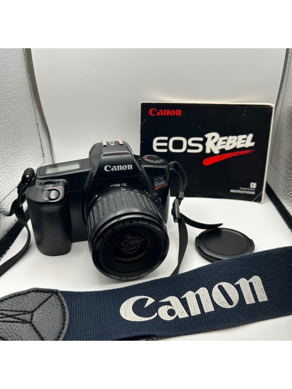 Original Canon EOS Rebel 35mm Film SLR Camera EF 35-80mm Lens Tested Working